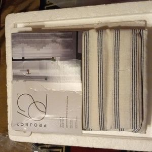 Project 62 shower curtain navy stripe 100% cotton 72x72 standard top